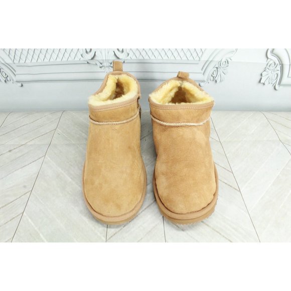 LL Bean Brown Suede Wicked Good Shearling Lined Ankle Boots Slippers 8 M - Picture 5 of 9